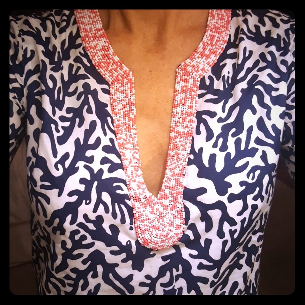 Lilly Pulitzer Courtney Tunic Cover Coral print